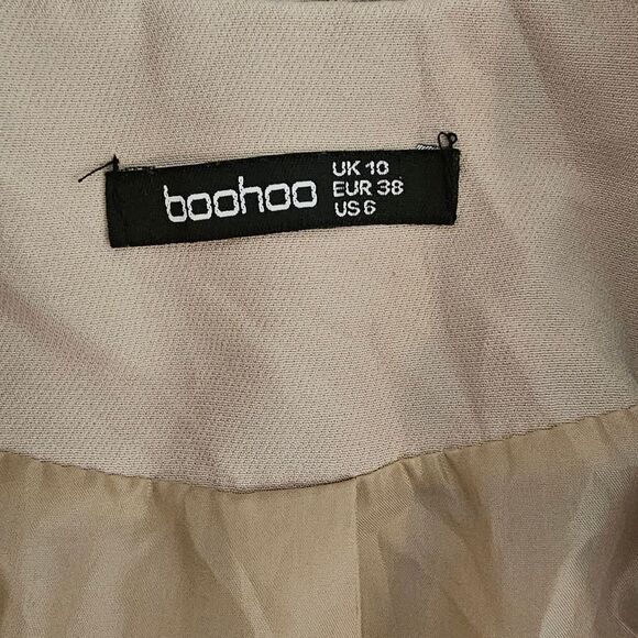 Boohoo Women's Jacket sz 10 Cream Double Button Overcoat with Belt Loops - Picture 6 of 7